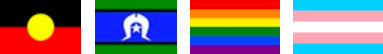 Aboriginal, Torres Strait Islander and LGBT flags