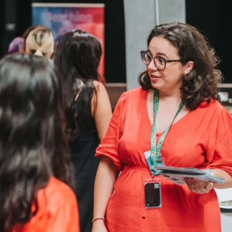 Woman at conference talking
