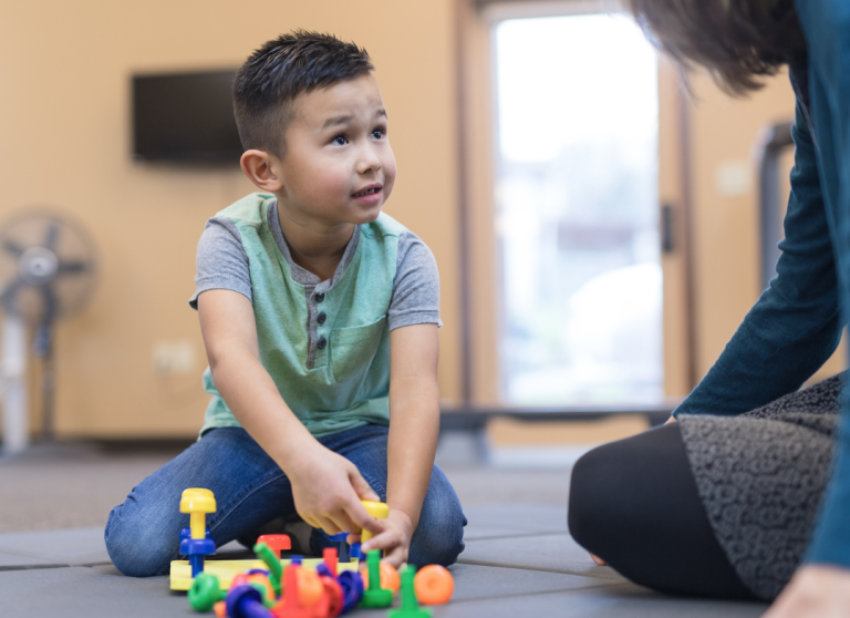 Occupational therapist and a child